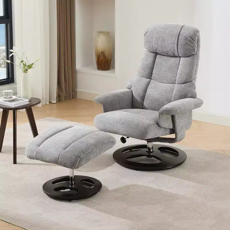 Fauteuil inclinable pivotant ergonomique GDFStudio Mirna en tissu chenille avec ottoman