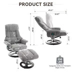 Fauteuil inclinable pivotant ergonomique GDFStudio Mirna en tissu chenille avec ottoman