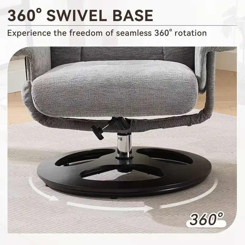 Fauteuil inclinable pivotant ergonomique GDFStudio Mirna en tissu chenille avec ottoman
