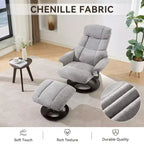 Fauteuil inclinable pivotant ergonomique GDFStudio Mirna en tissu chenille avec ottoman