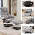 Fauteuil inclinable pivotant ergonomique GDFStudio Mirna en tissu chenille avec ottoman
