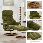 Fauteuil inclinable pivotant ergonomique GDFStudio Mirna en tissu chenille avec ottoman