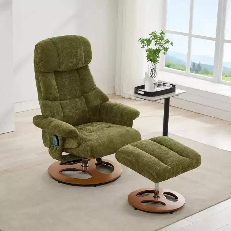 Fauteuil inclinable pivotant ergonomique GDFStudio Mirna en tissu chenille avec ottoman