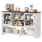 Buffet de cuisine de 53 po - Meuble de rangement moderne avec 2 portes vitrées et 3 étagères pour salon, entrée, salle à manger