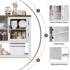 Buffet de cuisine de 53 po - Meuble de rangement moderne avec 2 portes vitrées et 3 étagères pour salon, entrée, salle à manger