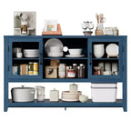 Buffet de cuisine de 53 po - Meuble de rangement moderne avec 2 portes vitrées et 3 étagères pour salon, entrée, salle à manger