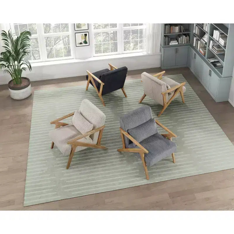 GDFStudio Mason Fauteuil d'appoint moderne avec cadre en bois d'hévéa, revêtement en velours côtelé et oreiller