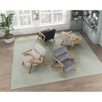 GDFStudio Mason Fauteuil d'appoint moderne avec cadre en bois d'hévéa, revêtement en velours côtelé et oreiller