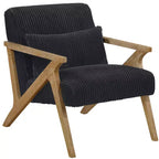 GDFStudio Mason Fauteuil d'appoint moderne avec cadre en bois d'hévéa, revêtement en velours côtelé et oreiller