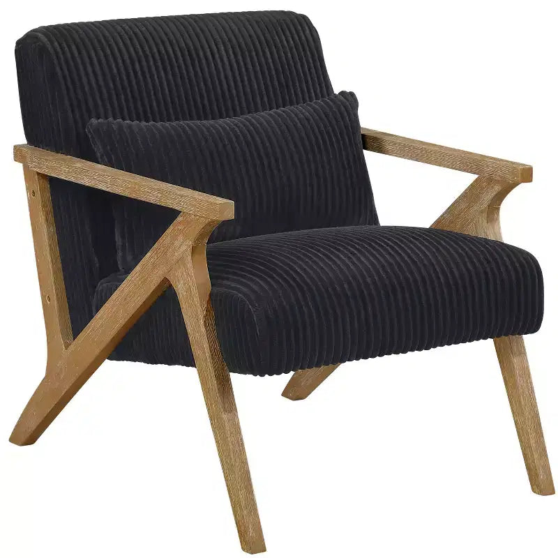 GDFStudio Mason Fauteuil d'appoint moderne avec cadre en bois d'hévéa, revêtement en velours côtelé et oreiller