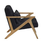 GDFStudio Mason Fauteuil d'appoint moderne avec cadre en bois d'hévéa, revêtement en velours côtelé et oreiller