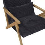 GDFStudio Mason Fauteuil d'appoint moderne avec cadre en bois d'hévéa, revêtement en velours côtelé et oreiller