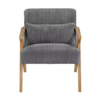 GDFStudio Mason Fauteuil d'appoint moderne avec cadre en bois d'hévéa, revêtement en velours côtelé et oreiller