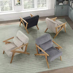 GDFStudio Mason Fauteuil d'appoint moderne avec cadre en bois d'hévéa, revêtement en velours côtelé et oreiller