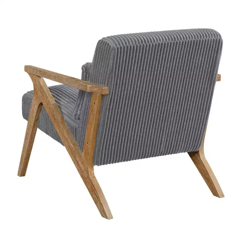 GDFStudio Mason Fauteuil d'appoint moderne avec cadre en bois d'hévéa, revêtement en velours côtelé et oreiller