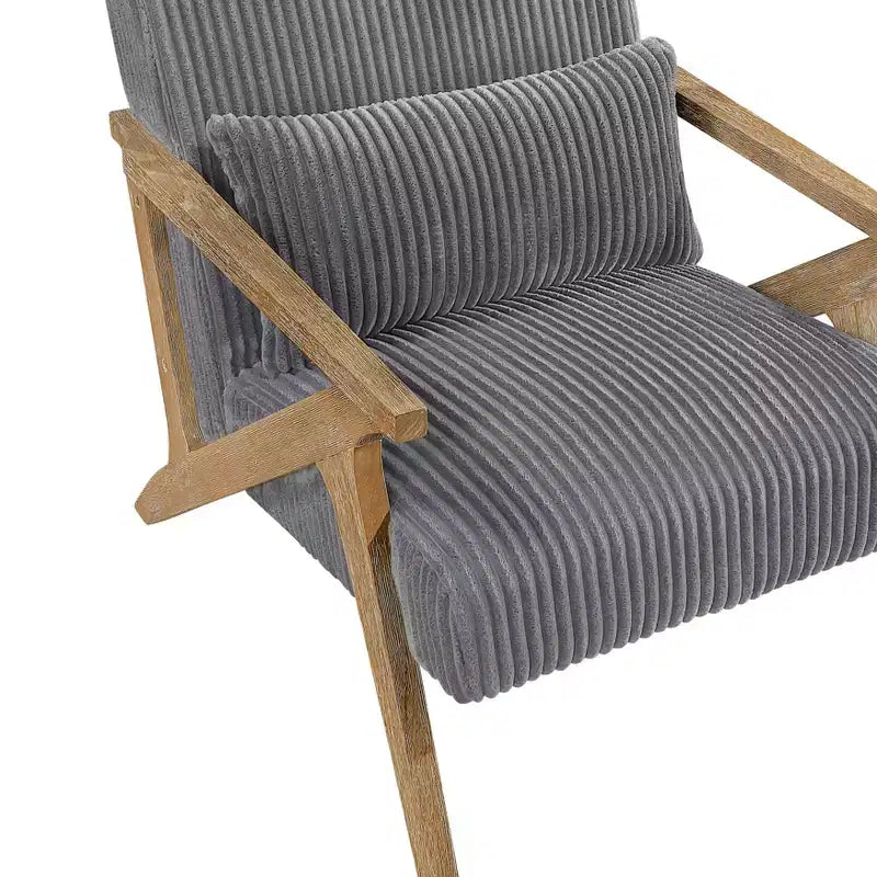 GDFStudio Mason Fauteuil d'appoint moderne avec cadre en bois d'hévéa, revêtement en velours côtelé et oreiller