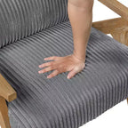GDFStudio Mason Fauteuil d'appoint moderne avec cadre en bois d'hévéa, revêtement en velours côtelé et oreiller