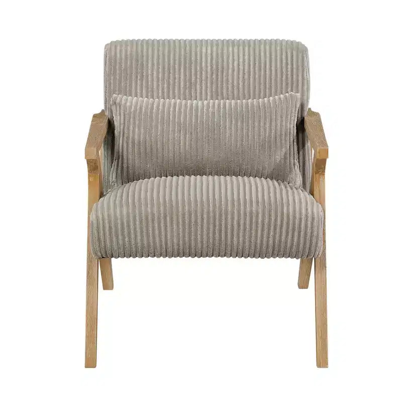 GDFStudio Mason Fauteuil d'appoint moderne avec cadre en bois d'hévéa, revêtement en velours côtelé et oreiller