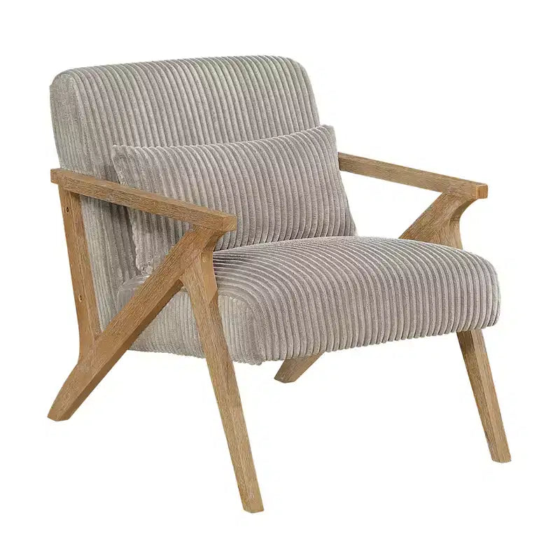 GDFStudio Mason Fauteuil d'appoint moderne avec cadre en bois d'hévéa, revêtement en velours côtelé et oreiller