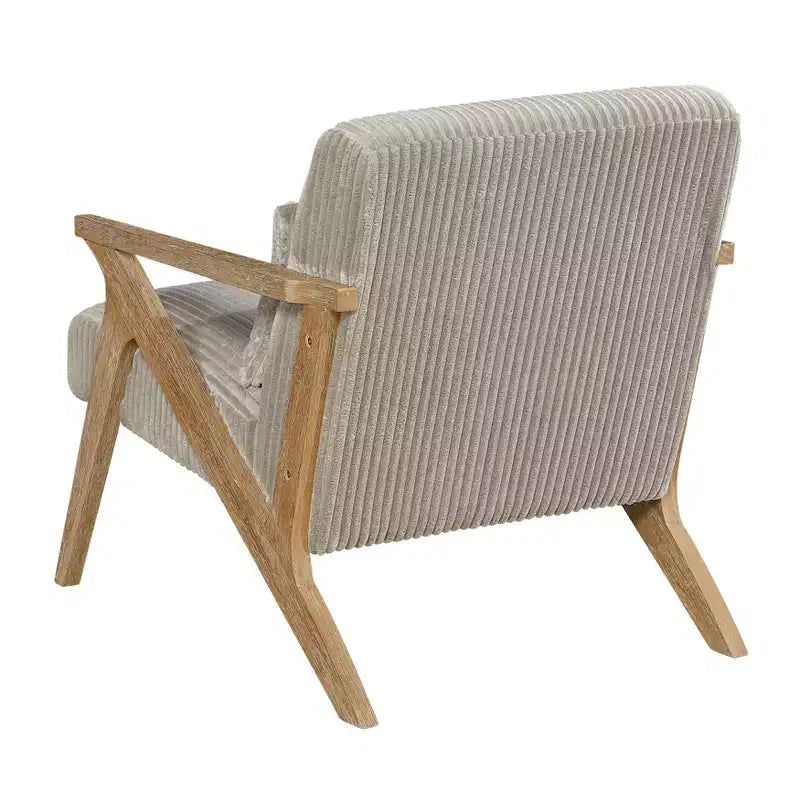 GDFStudio Mason Fauteuil d'appoint moderne avec cadre en bois d'hévéa, revêtement en velours côtelé et oreiller