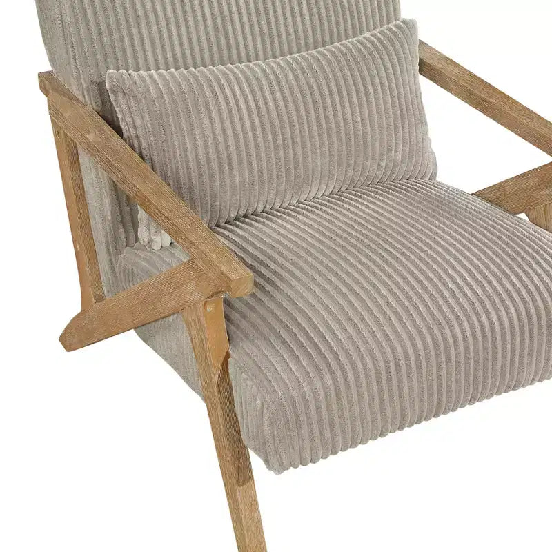 GDFStudio Mason Fauteuil d'appoint moderne avec cadre en bois d'hévéa, revêtement en velours côtelé et oreiller