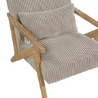 GDFStudio Mason Fauteuil d'appoint moderne avec cadre en bois d'hévéa, revêtement en velours côtelé et oreiller