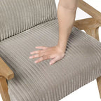 GDFStudio Mason Fauteuil d'appoint moderne avec cadre en bois d'hévéa, revêtement en velours côtelé et oreiller