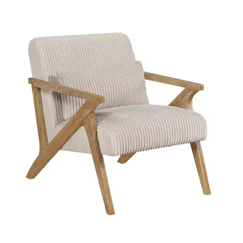 GDFStudio Mason Fauteuil d'appoint moderne avec cadre en bois d'hévéa, revêtement en velours côtelé et oreiller