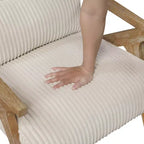 GDFStudio Mason Fauteuil d'appoint moderne avec cadre en bois d'hévéa, revêtement en velours côtelé et oreiller