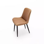 Lot de 2 chaises de salle à manger modernes en cuir PU avec coussins épais et pieds en métal – Chaises d'appoint sans accoudoirs pour cuisine et salle à manger