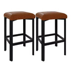 Lot de 2 tabourets de bar Coolmee de 61 cm, chaises de cuisine en cuir PU avec 2 tabourets de bar rembourrés épais à hauteur de comptoir, base en métal robuste, assemblage facile