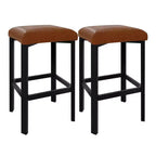 Lot de 2 tabourets de bar Coolmee de 61 cm, chaises de cuisine en cuir PU avec 2 tabourets de bar rembourrés épais à hauteur de comptoir, base en métal robuste, assemblage facile