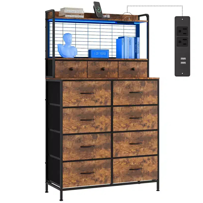 Commode intelligente à 11 tiroirs en tissu, organisateur de rangement industriel avec dispositif anti-basculement pour chambre à coucher, salon, placard