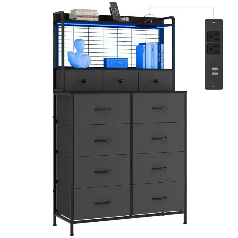 Commode intelligente à 11 tiroirs en tissu, organisateur de rangement industriel avec dispositif anti-basculement pour chambre à coucher, salon, placard
