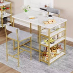 Ensemble table et chaises de bar pour petit espace avec structure en bois, design peu encombrant, fabrication durable, pour appartements et cuisines