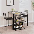 Ensemble table et chaises de bar pour petit espace avec structure en bois, design peu encombrant, fabrication durable, pour appartements et cuisines