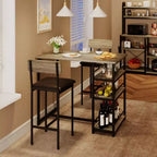 Ensemble table et chaises de bar pour petit espace avec structure en bois, design peu encombrant, fabrication durable, pour appartements et cuisines
