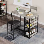 Ensemble table et chaises de bar pour petit espace avec structure en bois, design peu encombrant, fabrication durable, pour appartements et cuisines