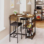 Ensemble table et chaises de bar pour petit espace avec structure en bois, design peu encombrant, fabrication durable, pour appartements et cuisines