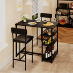 Ensemble table et chaises de bar pour petit espace avec structure en bois, design peu encombrant, fabrication durable, pour appartements et cuisines