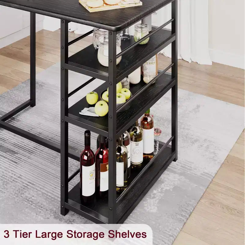 Ensemble table et chaises de bar pour petit espace avec structure en bois, design peu encombrant, fabrication durable, pour appartements et cuisines
