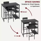 Ensemble table et chaises de bar pour petit espace avec structure en bois, design peu encombrant, fabrication durable, pour appartements et cuisines