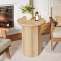 Lantine Round End Table, Wooden Pedestal Side Table with Octagonal Base, Modern Nightstand for Living Room, Bedroom, Easy Assembly (1)
