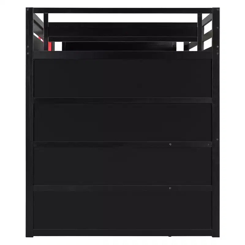 Lit mezzanine gamer Luxystar pleine taille avec étagères de rangement, bureau et lumière
