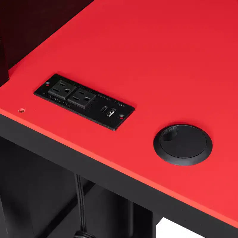Lit mezzanine gamer Luxystar pleine taille avec étagères de rangement, bureau et lumière