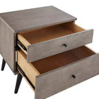 Table de chevet Sutro mi-siècle moderne à 2 tiroirs avec pieds noirs - Gris/Noir - iNSPIRE Q