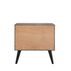 Table de chevet Sutro mi-siècle moderne à 2 tiroirs avec pieds noirs - Gris/Noir - iNSPIRE Q