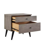 Table de chevet Sutro mi-siècle moderne à 2 tiroirs avec pieds noirs - Gris/Noir - iNSPIRE Q