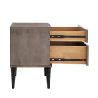 Table de chevet Sutro mi-siècle moderne à 2 tiroirs avec pieds noirs - Gris/Noir - iNSPIRE Q