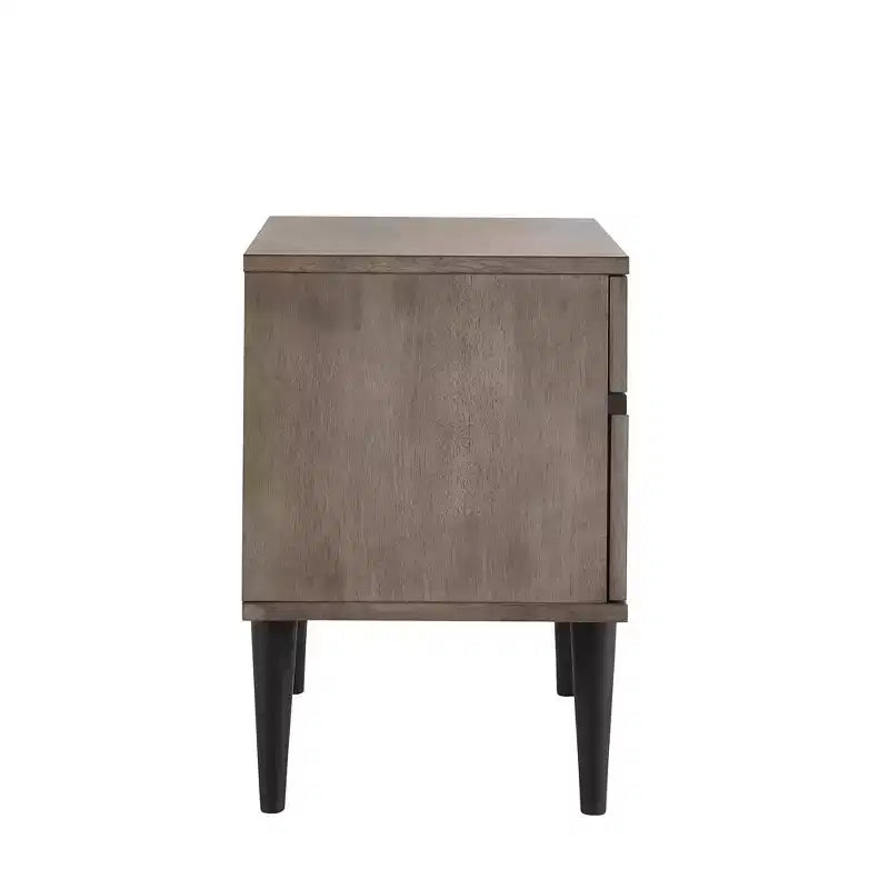 Table de chevet Sutro mi-siècle moderne à 2 tiroirs avec pieds noirs - Gris/Noir - iNSPIRE Q